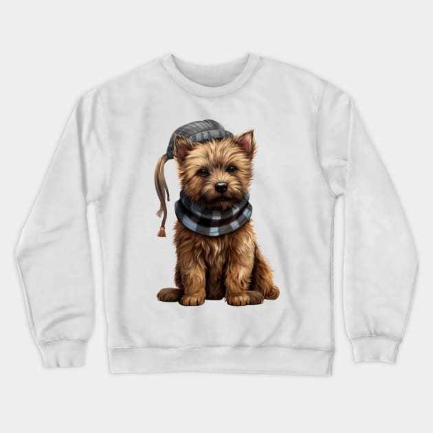 Winter Cairn Terrier Dog Crewneck Sweatshirt by Chromatic Fusion Studio